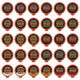 EKOCUPS Organic & Fair Trade Gourmet Hot or Iced Coffee Single Serve Cups for Keurig K Cup Brewer Variety Pack Sampler, 30 Count