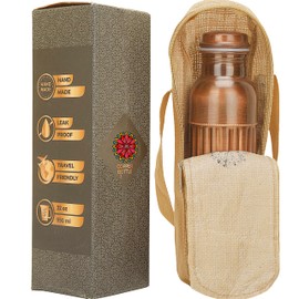 Copper Water Bottle with Ayurvedic Benefits Leakproof Large Handmade Travel Gym Office Hiking Outdoor Yoga 2 Pack