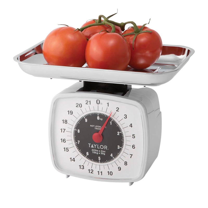 Taylor Analog Kitchen Scale Mechanical Food Scale, 22 lb Capacity,