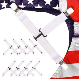 QCWQMYL Upgrade Bed Sheet Straps 8 PCS Heavy Duty Bed Sheet Holder for Corners Fitted Sheet Clips Sheet Suspenders White