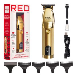 Red by Kiss Cordless Hair & Beard Trimmer for Men, Water-Proof Professional Rechargeable Hair Clipper, LCD Display Precision Blade Trimmer