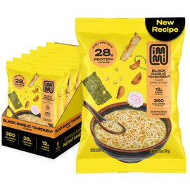 immi Black Garlic “Chicken” Ramen – Bold Flavor, Chewier Noodles & High Protein – Vegan, Keto-Friendly Ramen Noodles – Low Carb, Zero Sugar – Healthy Plant-Based Ramen Bowl, 6-Pack
