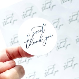 A Sweet Thank You Sticker - Sweet Favor Sticker - Wedding Favor Sticker - Shower Favor Sticker - Set of 80 - STICKER ONLY - Black and White Script