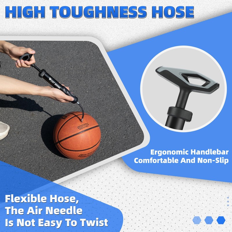 Ball Pump With Ball Needle, Hose, Mini Football Inflator Pump