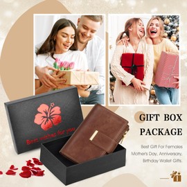 BKNOOU Small Wallets for Women RFID Blocking Leather Wallet Ladies Wallet Card Holder Compact Bifold Wallet with Coin Pocket