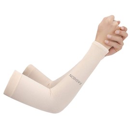 JK Home UV Protection Cooling Ice silk Arm Sleeves - UPF 50 Sun Sleeves for Men & Women for Running, Cycling, Fishing, Golf, Volleyball, Basketball, Baseball & Football Nude-Fingerless
