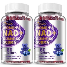 （2 Pack） Liposomal NAD Gummies Supplements for Women, Pure 500mg NAD - Cell Regeneration, Energy & Metabolism Support, Vegan,Sugar Free, Additives Free, Blueberry Flavor