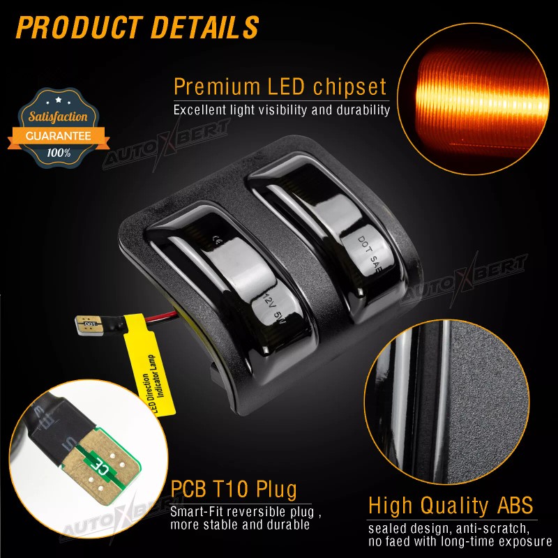 XUKEY Smoked Lens LED Side Mirror Marker Lights Switchback For