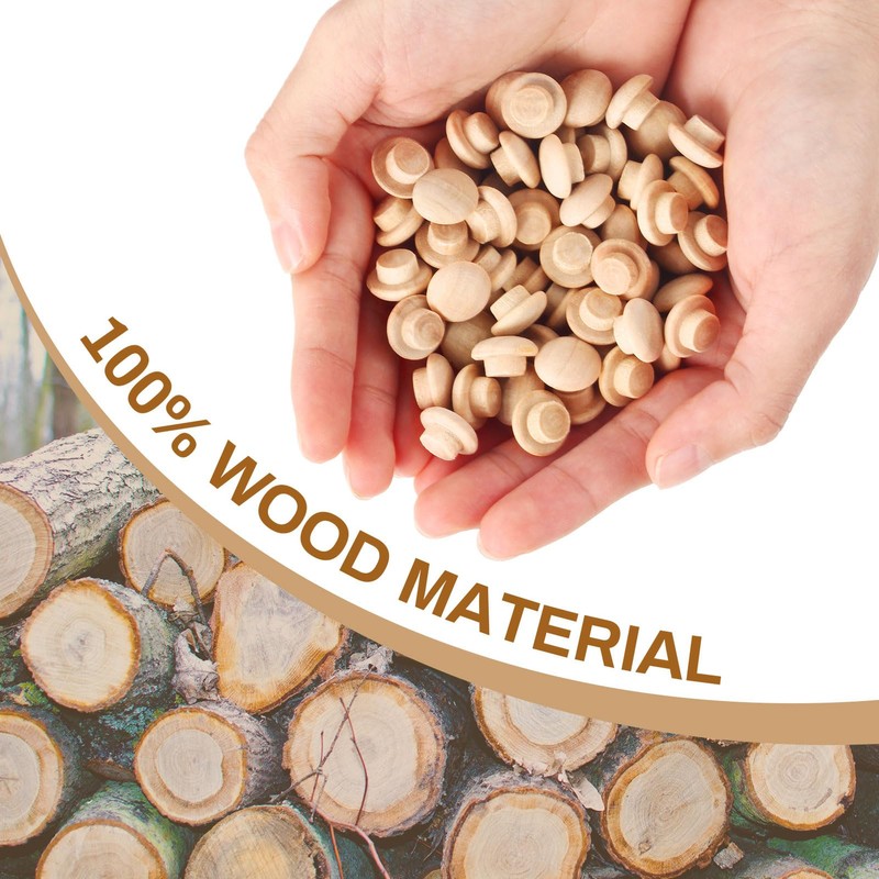 200-Piece Hardwood Mushroom Caps - 5/16 Inch Wooden Button Plugs