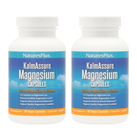 NaturesPlus KalmAssure Magnesium 420 mg - 90 Vegan Capsules, Pack of 2 - Supports Nerve & Muscle Relaxation - Non-GMO, Gluten Free - 60 Total Servings