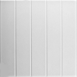 À LA MAISON CEILINGS R104 Bead Board Foam Glue-up Ceiling Tile (21.6 sq. ft./Case), Pack of 8, Plain White