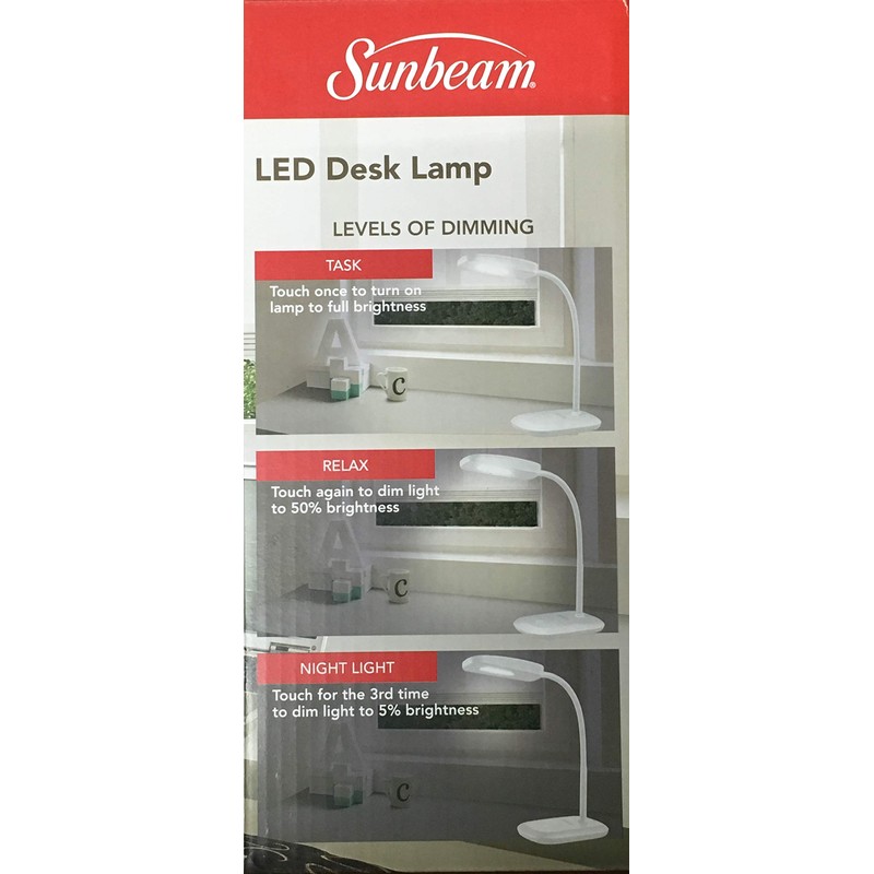 New SUNBEAM Flexible Neck LED Desk LAMP Adjustable Light Energy
