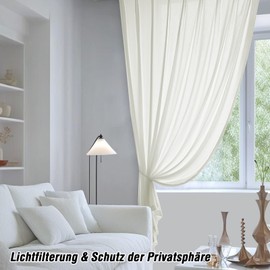 BellaHills Sheer Voile Curtain with Eyelets Transparent Curtain Eyelet Curtain Transparent Curtains for Bedroom Living Room 2 H 122 x W 140 cm Beige