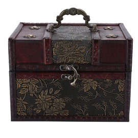 Mini Vintage Jewelry Box Exquisite Pattern Design Gift Case Wooden Storage Box Organizer Container Case for Store Jewelry, Necklaces,Earrings,Rings(Golden Grape-L Size)