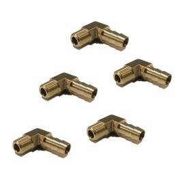 EDGE INDUSTRIAL 5/16" Hose ID to 1/8" Male NPT MNPT 90 Degree Elbow Brass Fitting Fuel/AIR/Water/Oil/Gas/WOG (Qty 05)