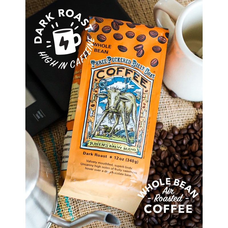 Raven's Brew Coffee High Caffeine Coffee Dark Roast Whole Bean