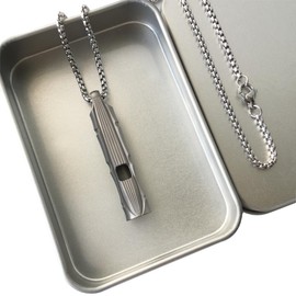 Titanium Whistle EDC Whistle Emergency Survival Safety Loud 120dB Whistle Necklace with Chain 27.6" In Gift Box (LA017)