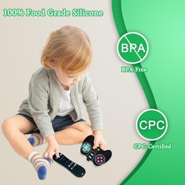 TIEDXIOY【BPA Free,CPC-Certified】 Silicone Remote Control and Game Controller Teething Toys for Baby 3-12 Months, Silicone Chew Toys Teethers for Toddlers, Boys, Girls-2 Pack