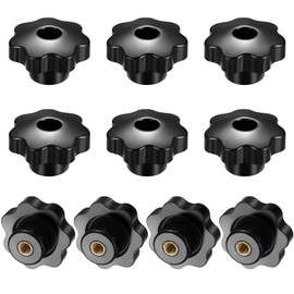 Pack of 10 M8 star screws, thumb screw OD 50 mm, star handle screws, wing nuts, star grip nuts, knurled nuts, star knurled screws, furniture handle thumb screws, black