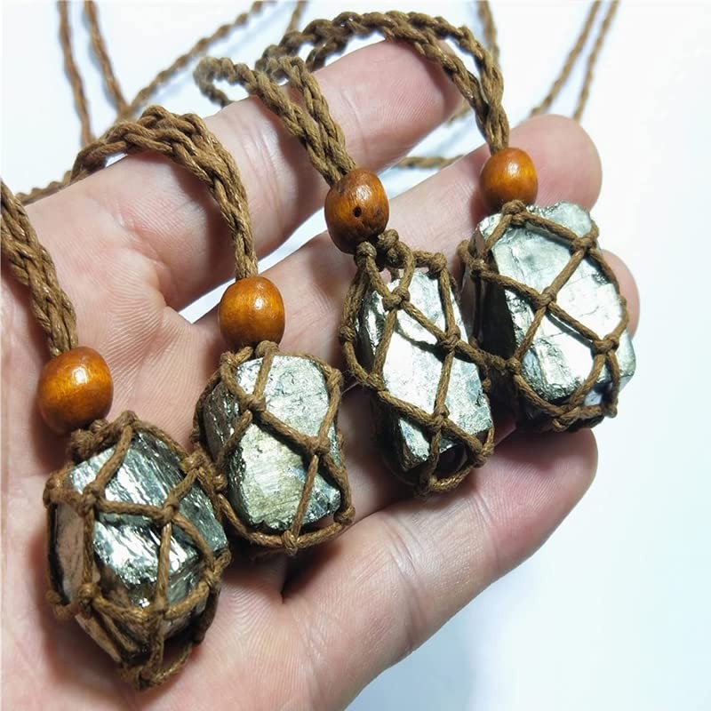 AIMALL Empty Stone Holder Necklace Crystal Quartz Gemstone Cage Rope