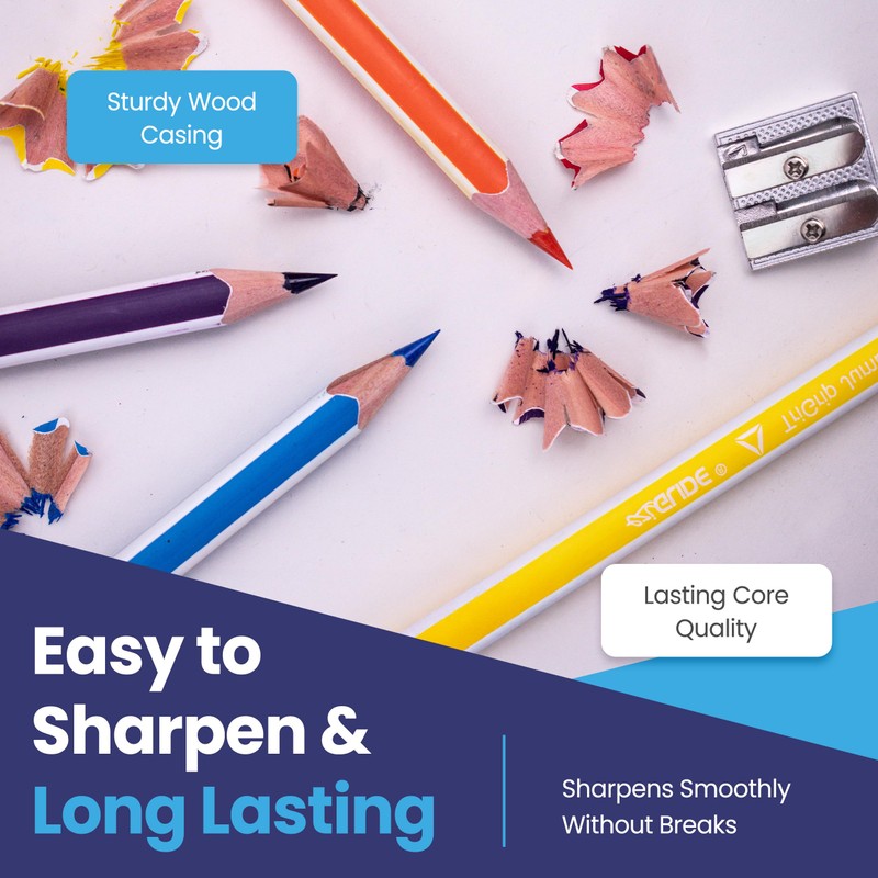 Eziglide Jumbo TriGrip Colouring Pencils, Pack of 12 Triangular Pencils,