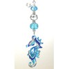 Beautiful Turquoise and Blue Seahorse with Silver Glass Ceiling Fan