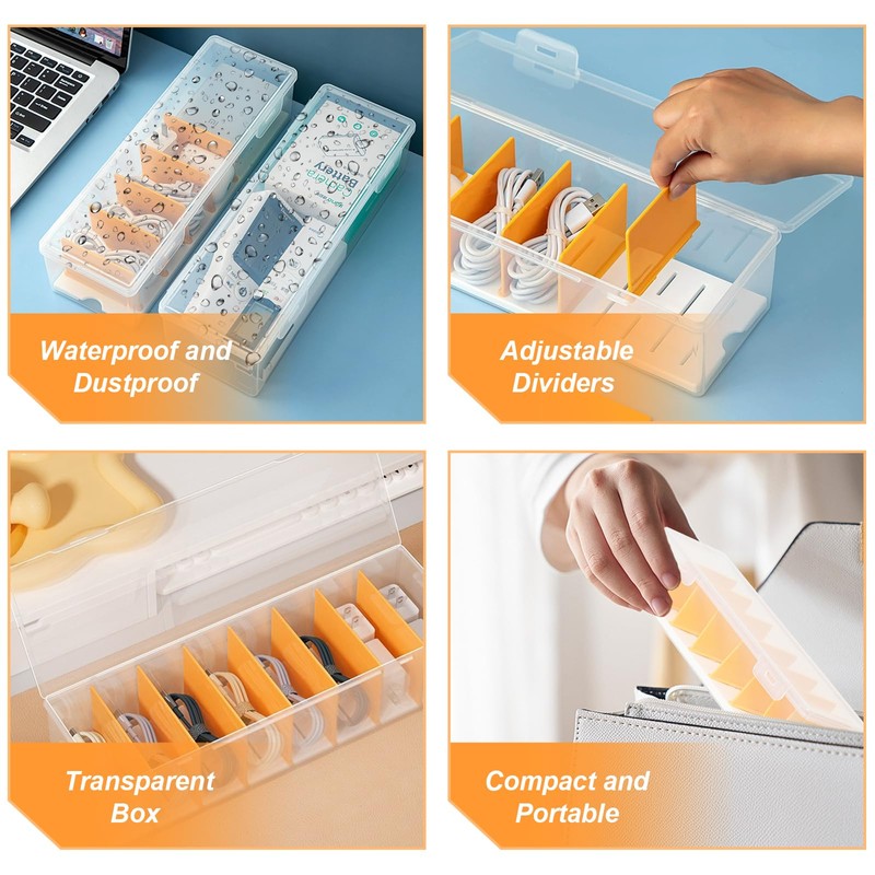 Cable Tidy Box with Lid, 2 Pcs Cable Tidy Management