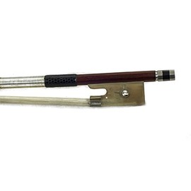 PAITITI 4/4 Full Size Violin Bow Brazil Wood Mongolian Horsehair Octagonal Stick Ox Horn Fully-Line Abalone Inlay Silver Wrap-White
