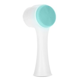 Cepillo de limpieza facial de doble cara para limpiar y exfoliar y masajear cerdas suaves, limpieza de poros de silicona facial, espinilla, acné seco o húmedo de uso múltiple(Blue)
