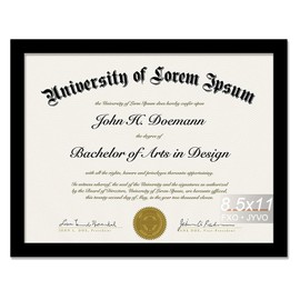 Fxojyvo Black 8.5 x 11 Frame Display 8.5 by 11 Document Certificate Diploma Wall and Tabletop - 1 Pack
