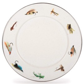 Golden Rabbit Enamelware - Set of 4-8.5" Sandwich Plates (Fishing Fly)
