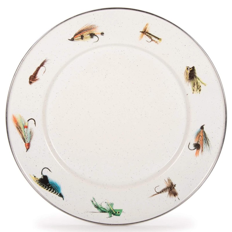 Golden Rabbit Enamelware - Set of 4-8.5" Sandwich Plates (Fishing
