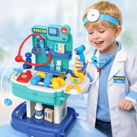 Juego de Doctor para Niños 2 en 1 – Mochila Doctor Infantil Transformable con 31 Piezas, Set Médico Educativo de rol, Juguete para Niños y Niñas +3 Añ