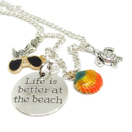 Cute Sun Glasses Charm for Rearview Mirror Charm, Mermaid and Shell - Car Accessories for Women - Life is Better at the Beach - Mother's Day Gifts for Mom