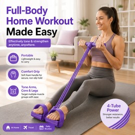 Portable 6-Tube Resistance Band Pedal Puller for Full Body Home Workouts – Elastic Fitness Trainer for Yoga, Abs & Strength Training