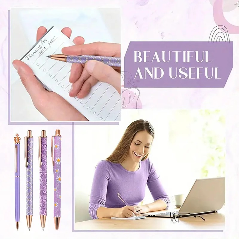 11 Pzs Lapiceros Diamante Bolígrafos Brillo Pluma Exterior Violeta