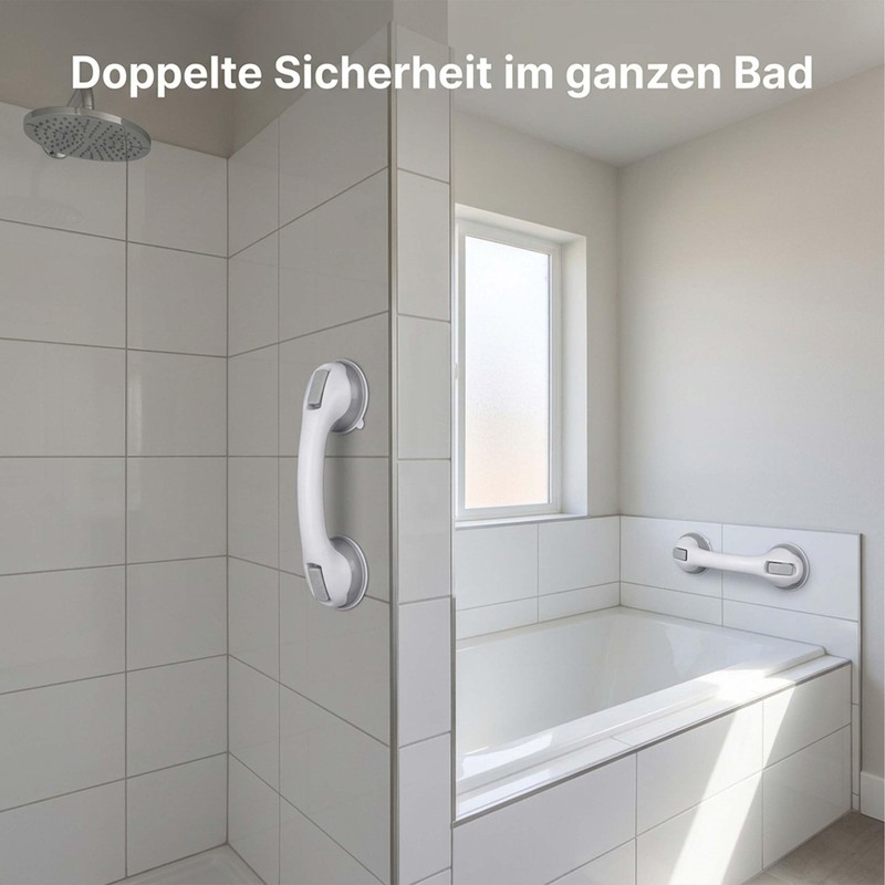 Relaxdays Suction Handle, Set of 2, Grab Bar for Shower
