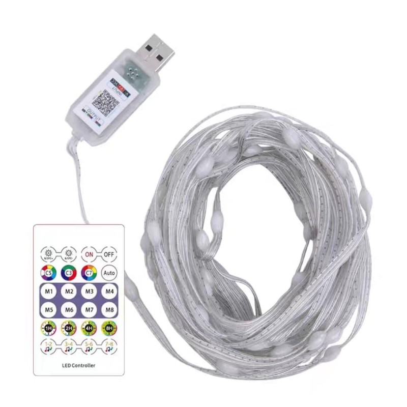 RIKOLOL Voice-Activated Music String Lights 5V 2m/78 20 LEDs USB