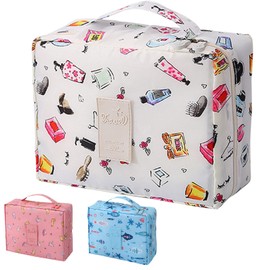 Elegant Small Makeup Organiser - Portable Makeup Bag for Travel & Daily Use - Compact Cosmetic Storage Solution - Make Up Organiser with Durable Zipper & Water-Resistant Fabric (Whitee1)