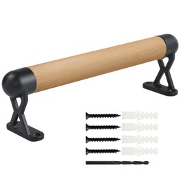 0.9Ft Wood Handrails for Indoor Stairs,Safety Non-Slip Stair Railing, Professional Pine Handrails Support Rod Complete Kit, Comfortable Barrier-Free Stair Handrail for Elderly（11‘’）