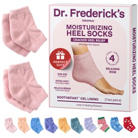Dr. Frederick's Original Moisturizing Fuzzy Heel Socks - 2 Pairs - Cozy Gel-Lined Sleep Socks for Women & Men - Soothes Dry, Cracked Feet - Heel Repair - Relaxing Rose