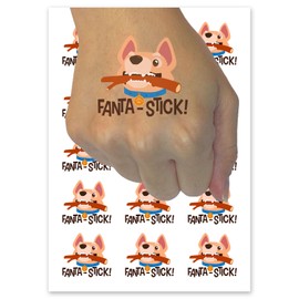 Fantastic Dog Stick Pet Pun Compliment Temporary Tattoo Water Resistant Fake Body Art Set Collection - 15 2" Tattoos (1 Sheet)