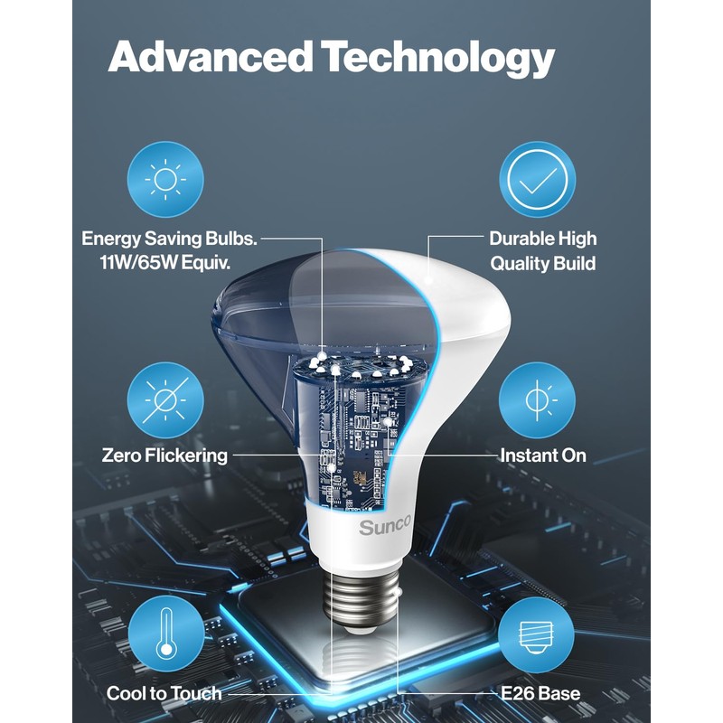 Sunco 30 Pack BR30 Light Bulbs LED, Recessed Can Light