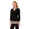 Adrianna Papell Women's Print 3/4 Sleeve Open V-Neck Knit Twofer,