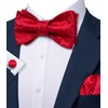 Barry.Wang Men Bow Tie Set Pocket Square Cufflink Silk Elegant