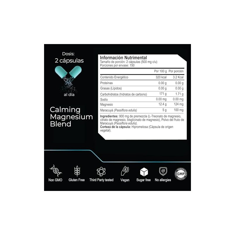 Eternal Nutrition Calming Blend Magnesio Quelado 300 Cápsulas