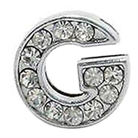 CLGIFT Set of 12 Silver Rhinestone 8mm Slide Letter for Jewelry/Crafting/Making Charm Bracelets/Necklaces/Wristbands/DIY Jewelry (E) (G)