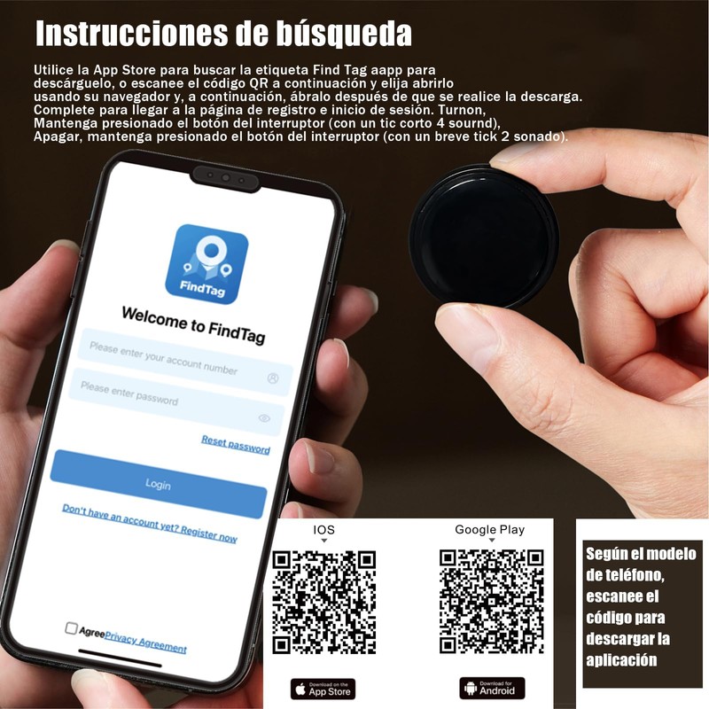 Mythya Localizadores GPS - Find Tag, Localizador GPS para Llaves,
