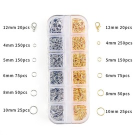 Jump Rings for Jewellery Making Kit with Lobster Clasps, 1140 pcs Open Jump Rings Jewelry Repair Kit for Necklace Bracelet, Jewelry Findings Kit for Jewelry Making Supplies (Gold/Silver)