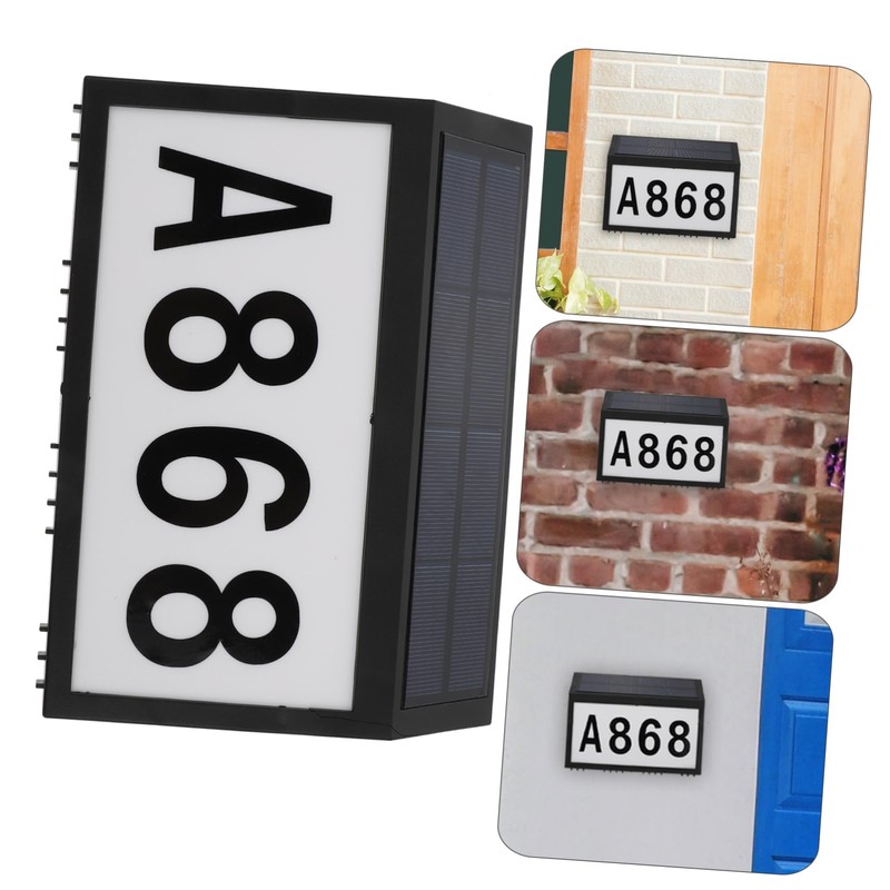 SHINEOFI 1pc Solar Address Sign Wall Mounted Number Lamp Outdoor